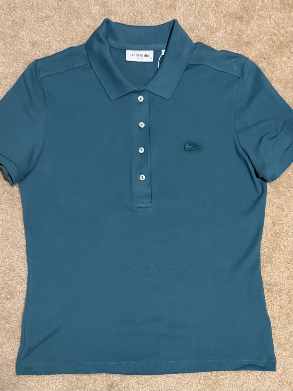 Lacoste Women's Slim Fit Teal Short-Sleeve Polo